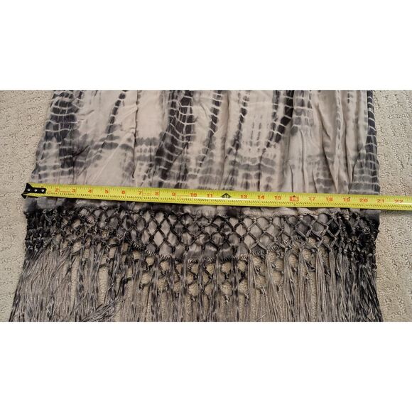Chico's Skirt Womens Plus Size 1 Grey Tie Dyed Long Maxi Flowy with Fringe Hem - Picture 5 of 8